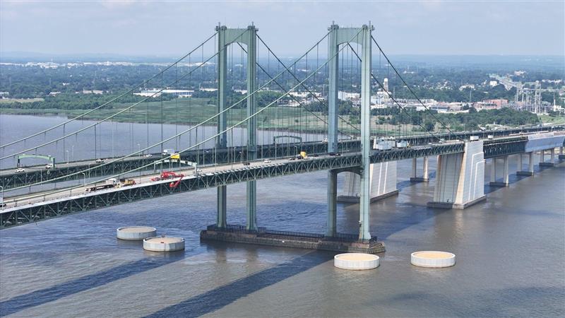 The Ship Collision Protection System was completed in late 2025 and is shown in this photo of the Delaware Memorial Bridge
