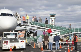 Frontier Flight Passengers Boarding