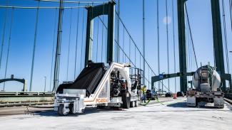 Ultra High Performance concrete being ground for use on one of the twin spans of the Delaware Memorial Bridge